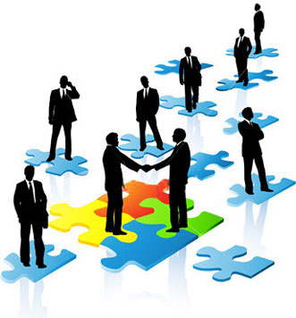 illustration of business partnerships using puzzle pieces