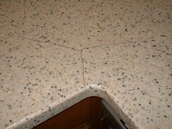 thermal crack in solid surface countertop