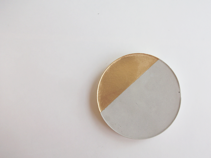 concrete coaster with gold leaf