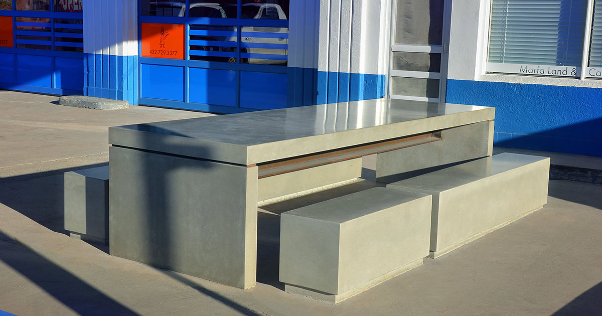 concrete picnic bench polished sleek