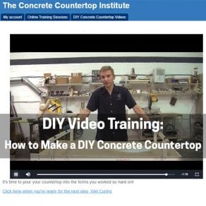 DIY concrete countertop video training screen shot