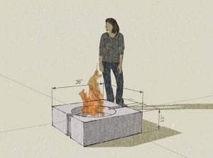 concrete fire pit crater rendering