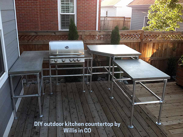 DIY concrete countertop outdoor kitchen