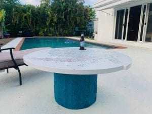 concrete table by pool polished with DS3011