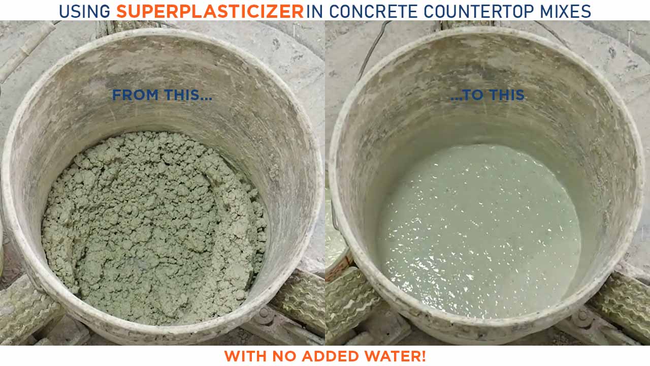 Superplasticizer in All-Sand Concrete Countertop Mixes