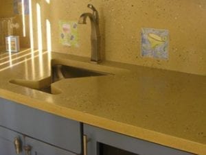 concrete countertop with martini glass shaped sink