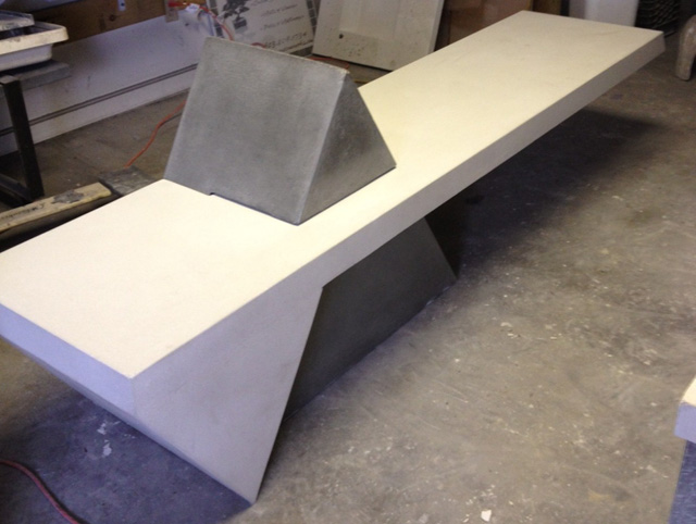 triangle concrete desk by Zen Stoneworks