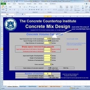 screenshot of precast concrete mix design in calculator small