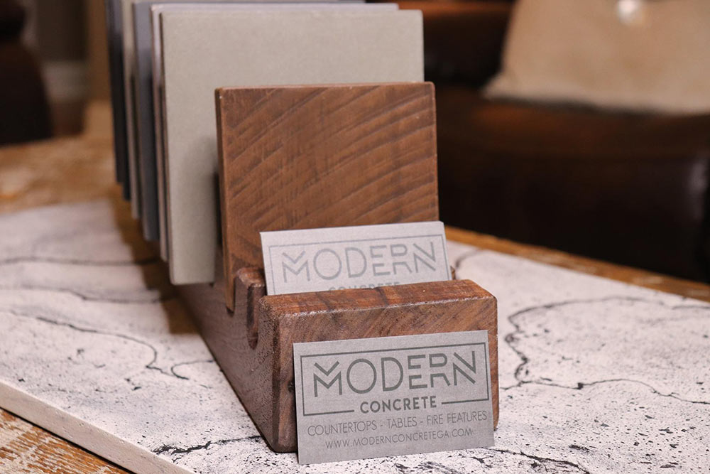 Modern Concrete business cards on concrete