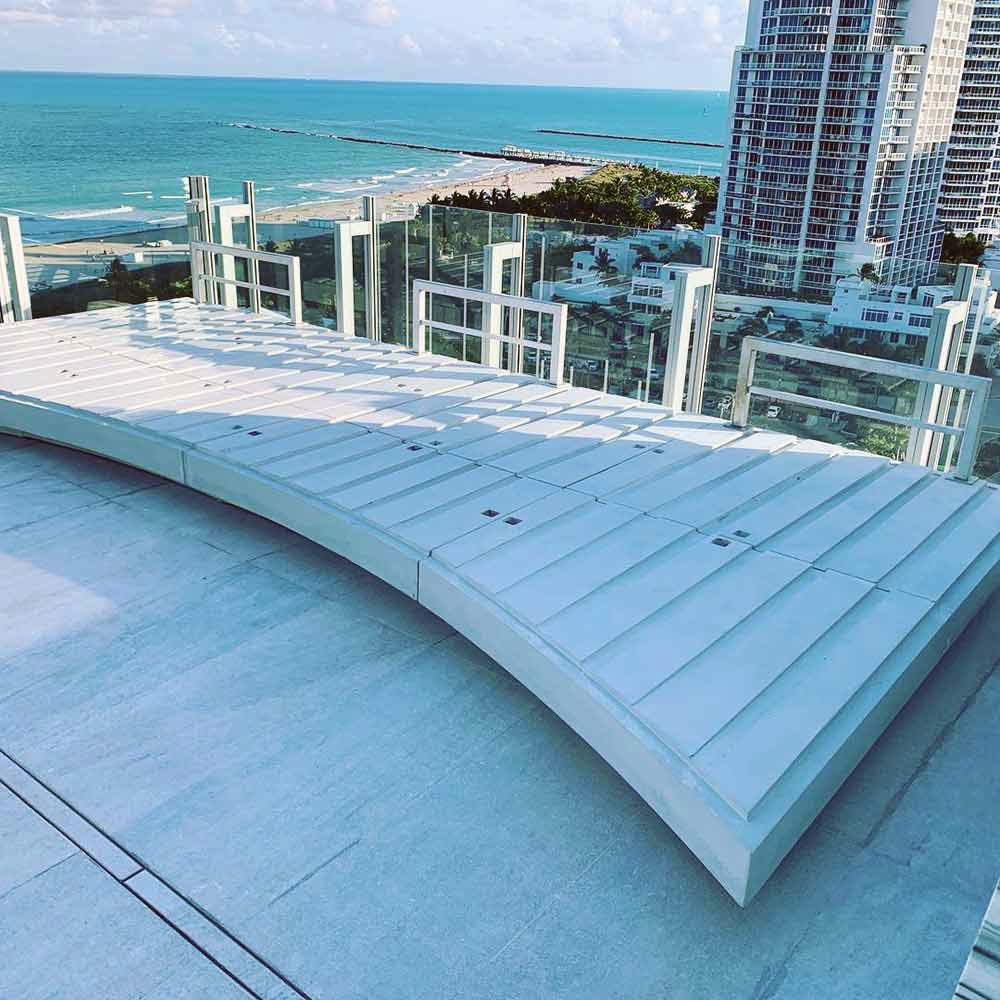 concrete couch sofa base on high rise rooftop Florida