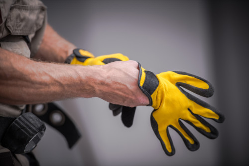 black and yellow gloves for construction