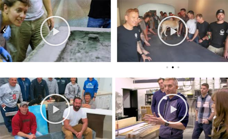 collage of videos about concrete countertop training
