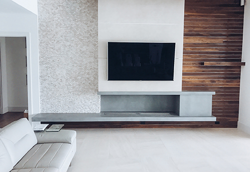 modern concrete fireplace hearth and surround