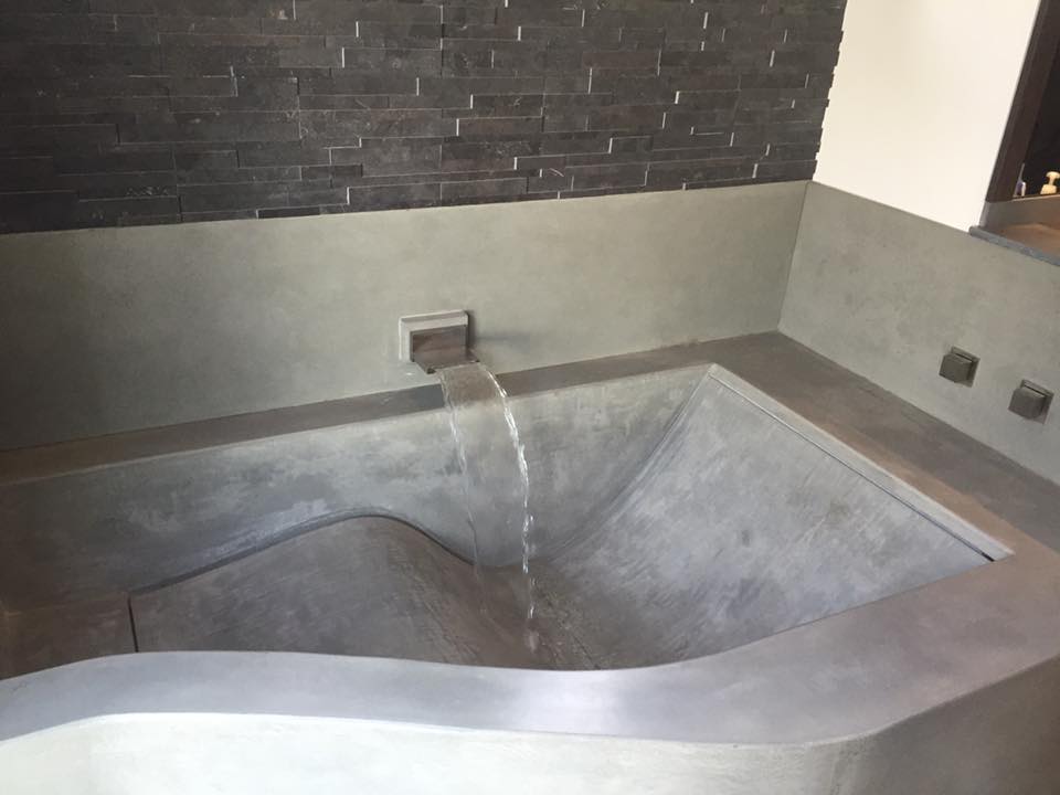custom concrete soaking tub