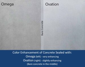 Omega vs Ovation concrete sealer color enhacement
