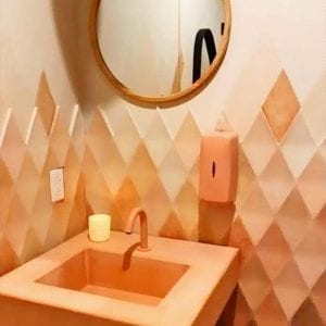 Orange Concrete Countertop sink Wood and Stone Designs
