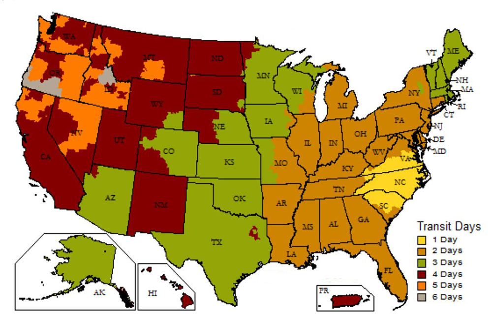 Ups Shipping Zones Map Our Order & Return Policy | Concrete Countertop Institute