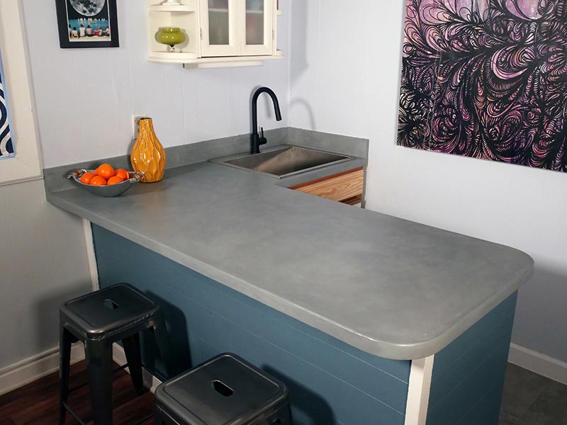 kitchen with concrete countertop made with Finale concrete countertop paint Elizabeth