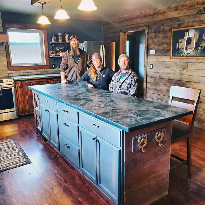 concrete countertop kitchen island happy customers Brandon Koehler Montana