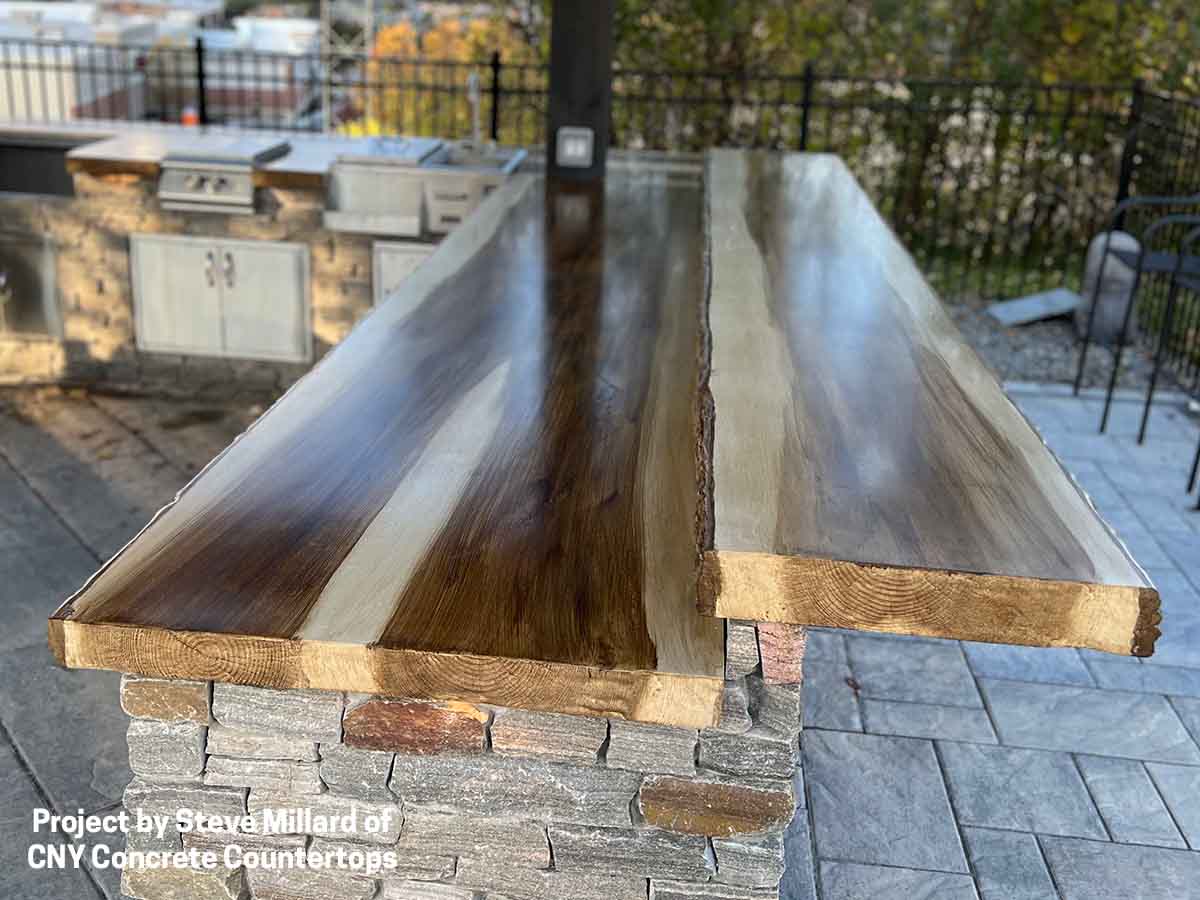 wood look concrete bartop outdoor CNY Concrete Countertops
