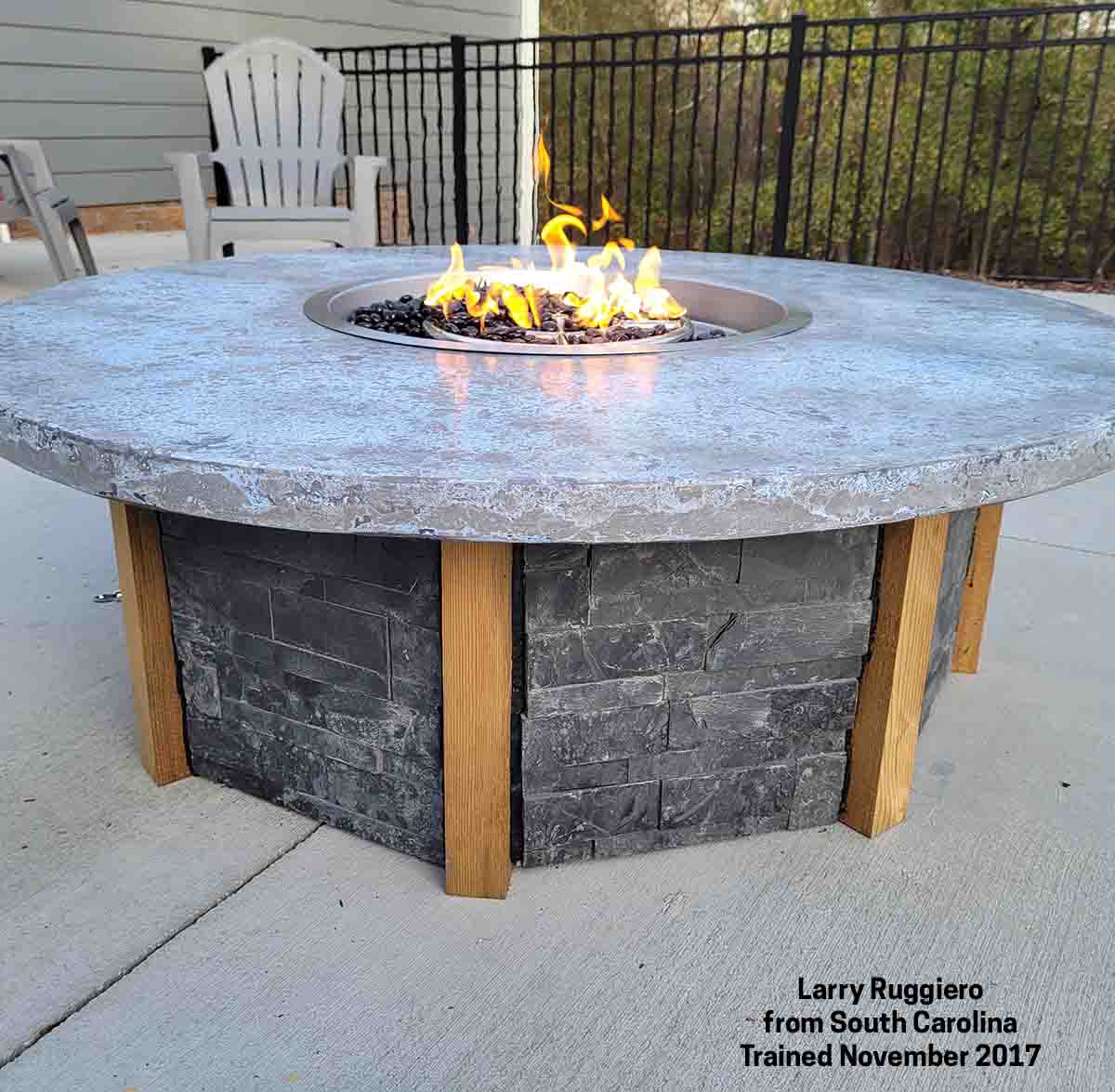 concrete-firepit-round-mottled-Larry-Ruggiero-GFRC-training-course