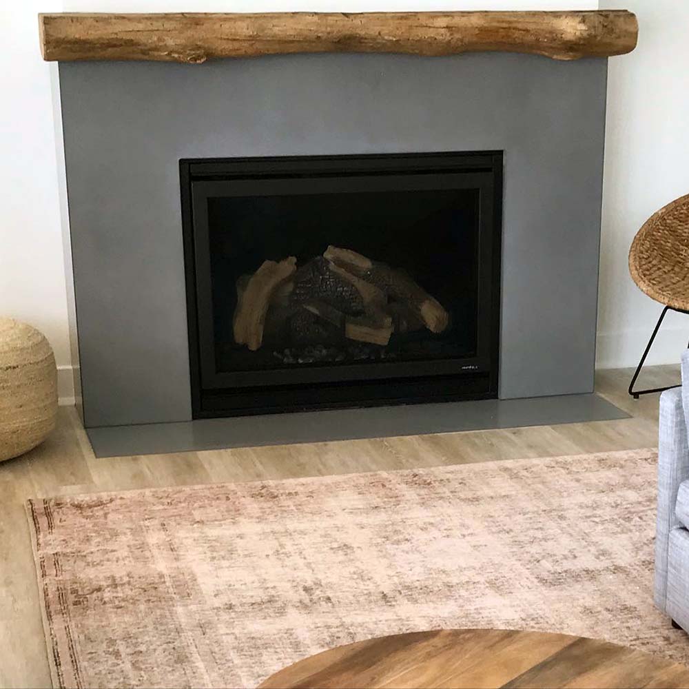 concrete-fireplace-surround-rough-hewn-wood-mantle-HardLife-Products-NJ