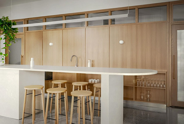 white concrete kitchen island by johnstone beton