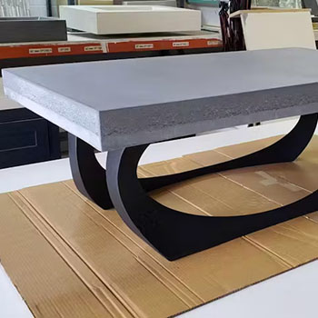 gray concrete table curved legs made with integrity mix