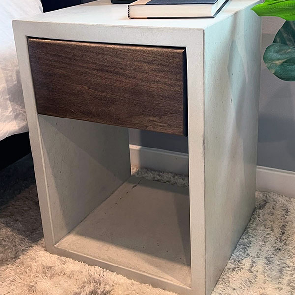 concrete cube bedside table