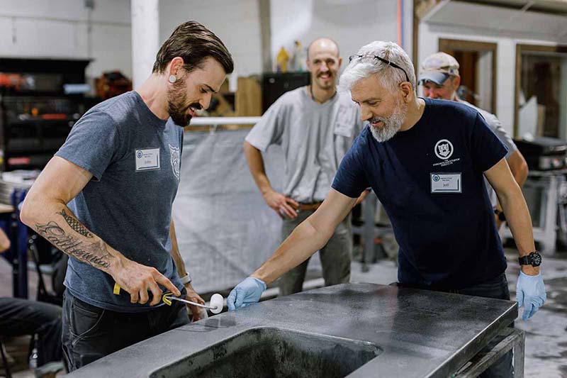 hands on concrete countertop training