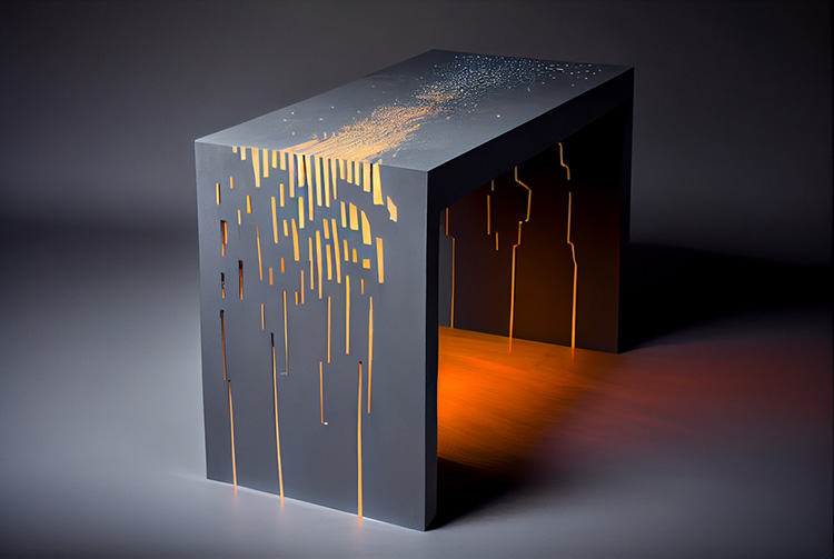 Finished concrete furniture made with high-performance concrete techniques