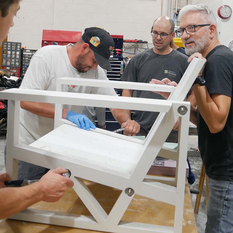 white concrete chair made with uhpc