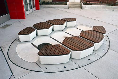 geometric concrete benches by Hyde Concrete